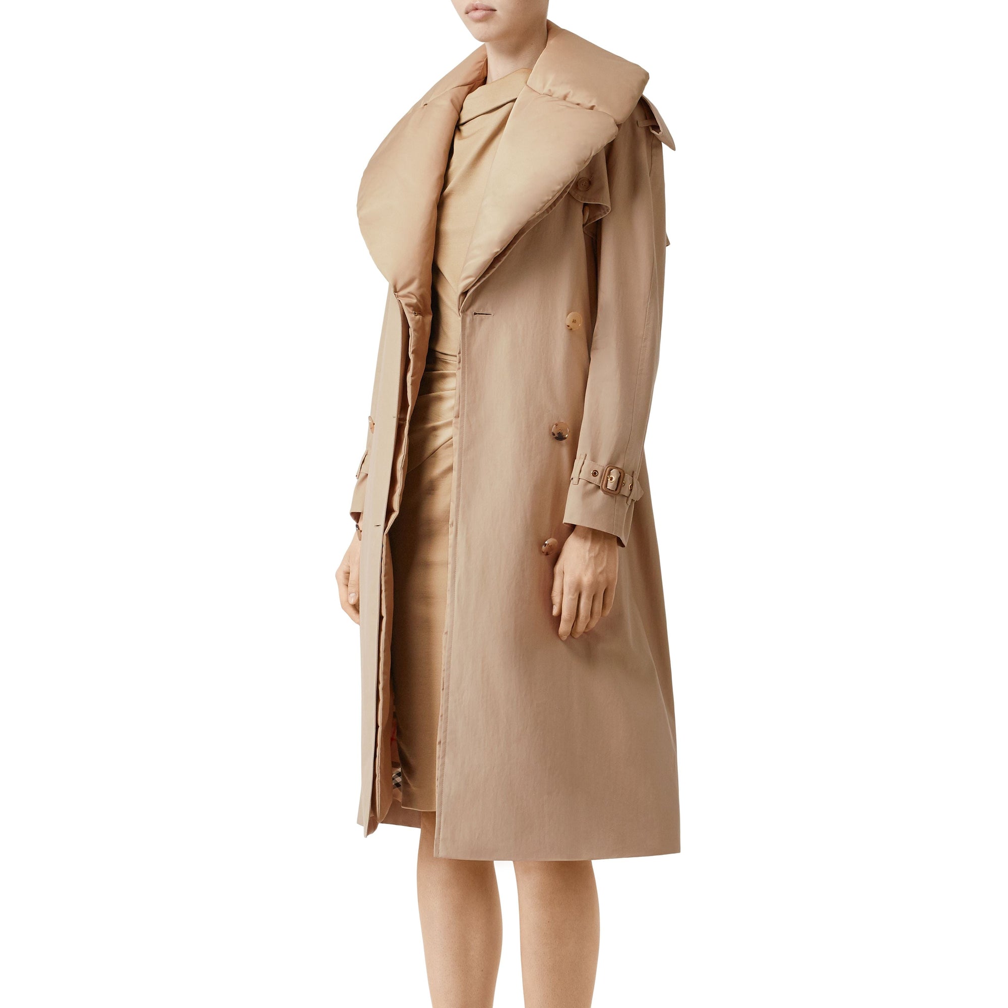 Trench en gabardine de coton avec col amovible - Écru