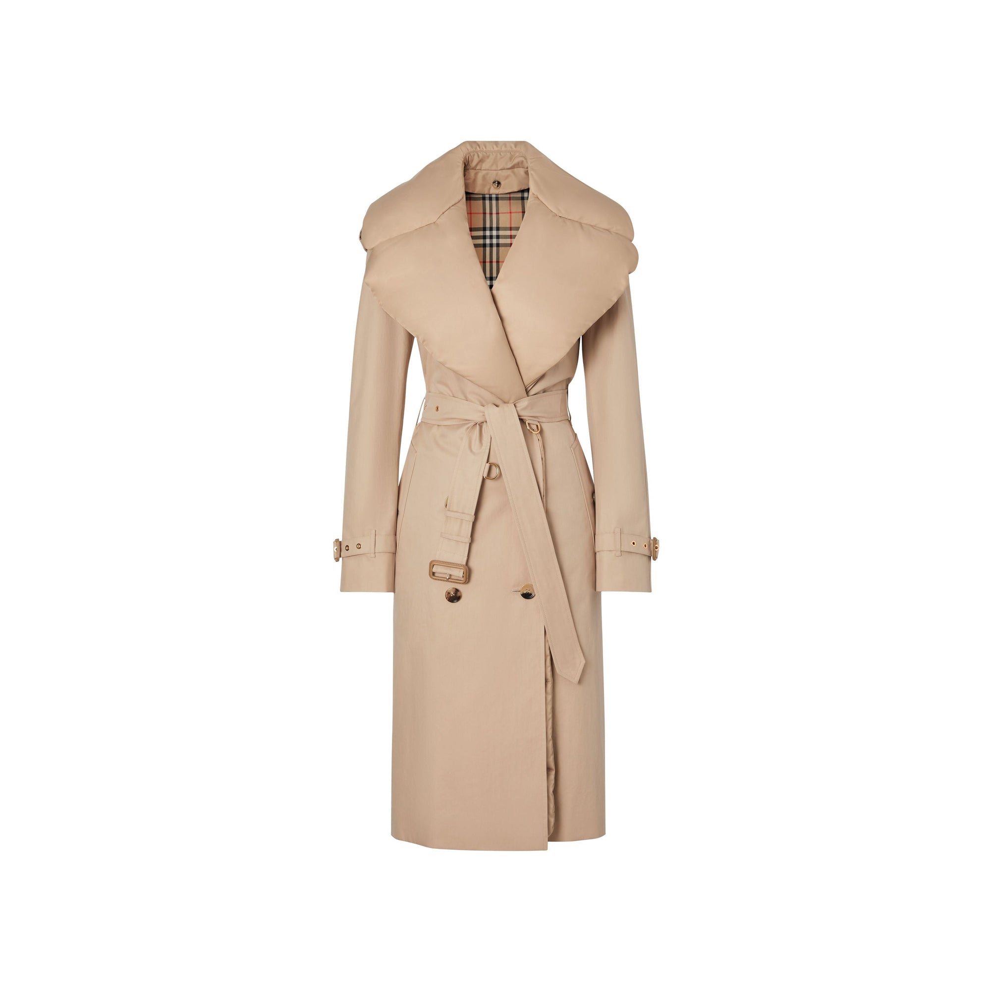 Trench en gabardine de coton avec col amovible - Écru