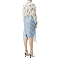 Jupe crayon en soie monogram avec foulard - Baby blue