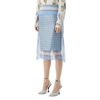 Jupe crayon en soie monogram avec foulard - Baby blue
