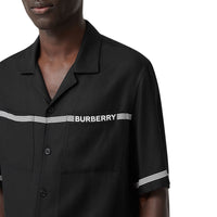 Chemise à manches courtes en sergé avec logo - Noir