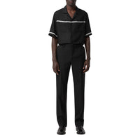Chemise à manches courtes en sergé avec logo - Noir