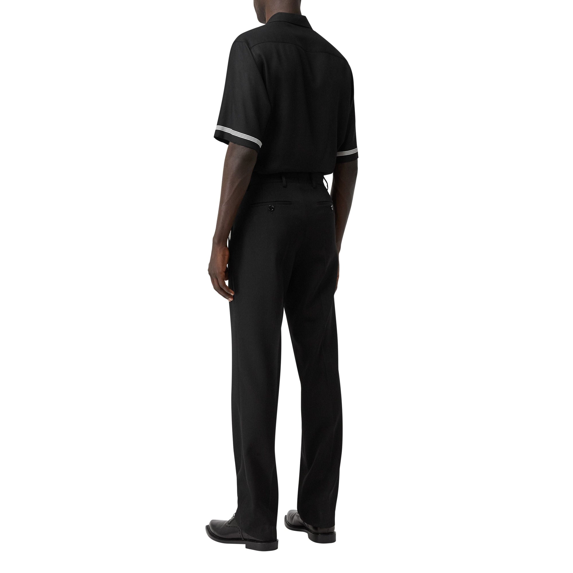 Chemise à manches courtes en sergé avec logo - Noir
