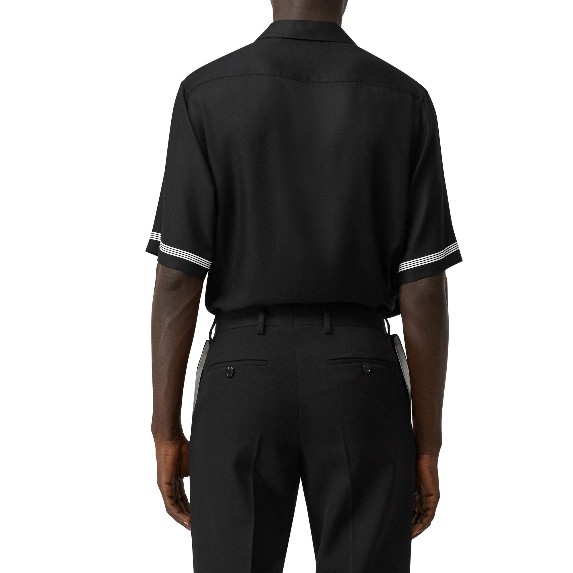 Chemise à manches courtes en sergé avec logo - Noir