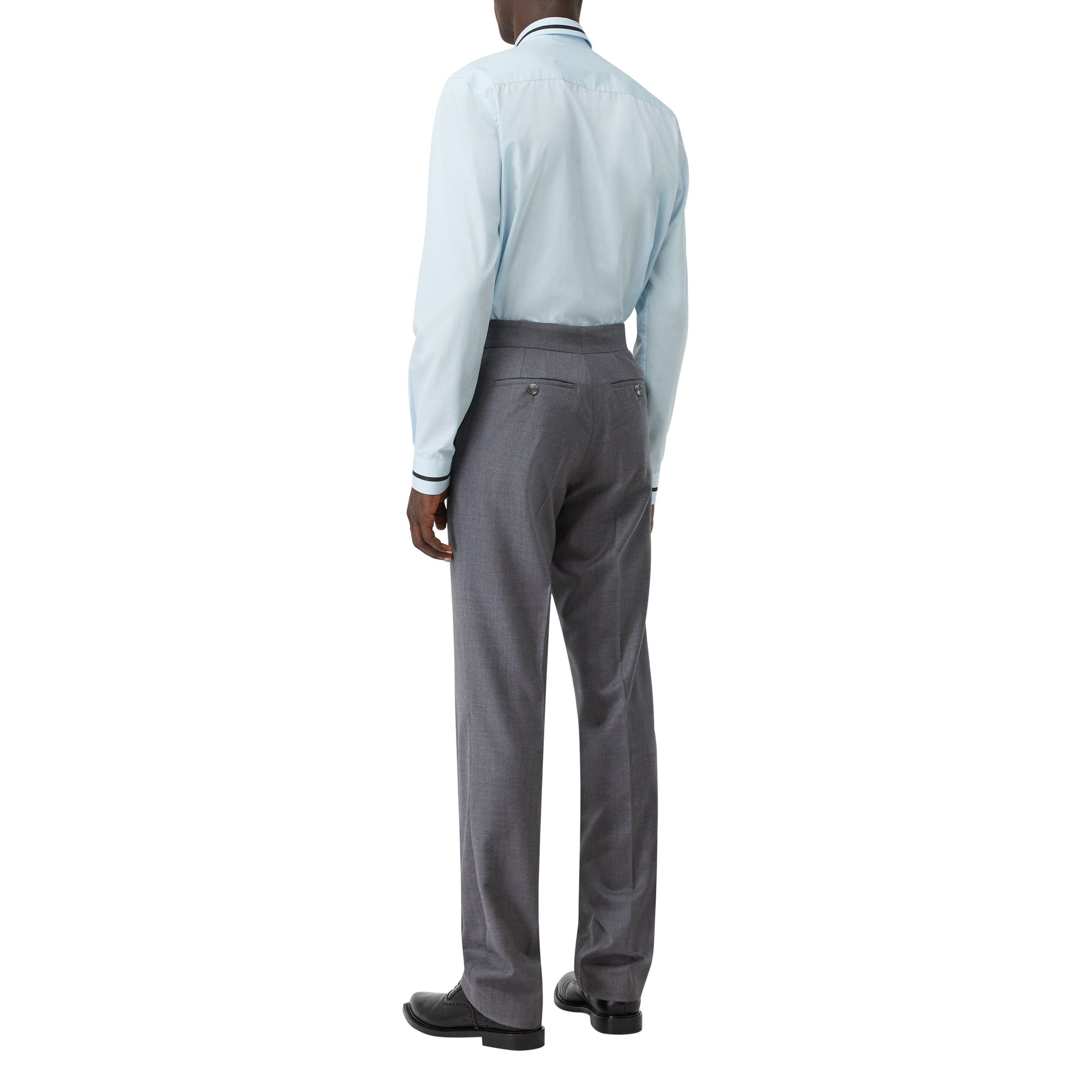 Chemise classique en popeline de coton avec bandes à logo - Bleu pâle
