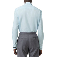 Chemise classique en popeline de coton avec bandes à logo - Bleu pâle
