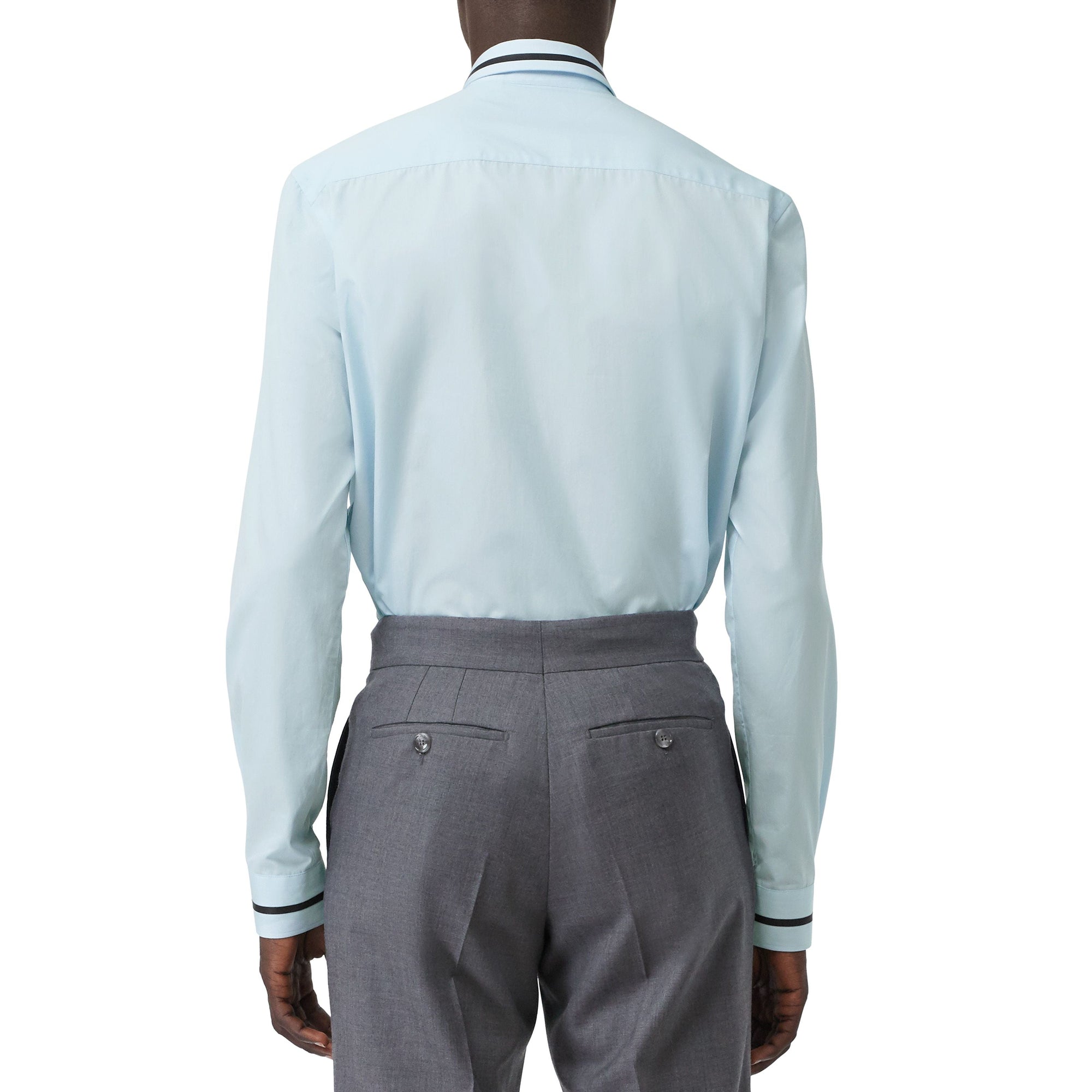 Chemise classique en popeline de coton avec bandes à logo - Bleu pâle