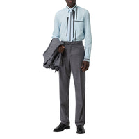 Chemise classique en popeline de coton avec bandes à logo - Bleu pâle