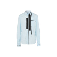 Chemise classique en popeline de coton avec bandes à logo - Bleu pâle