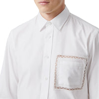 Chemise oxford en popeline de coton avec dentelle - Blanc optique