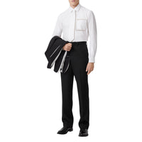 Chemise oxford en popeline de coton avec dentelle - Blanc optique