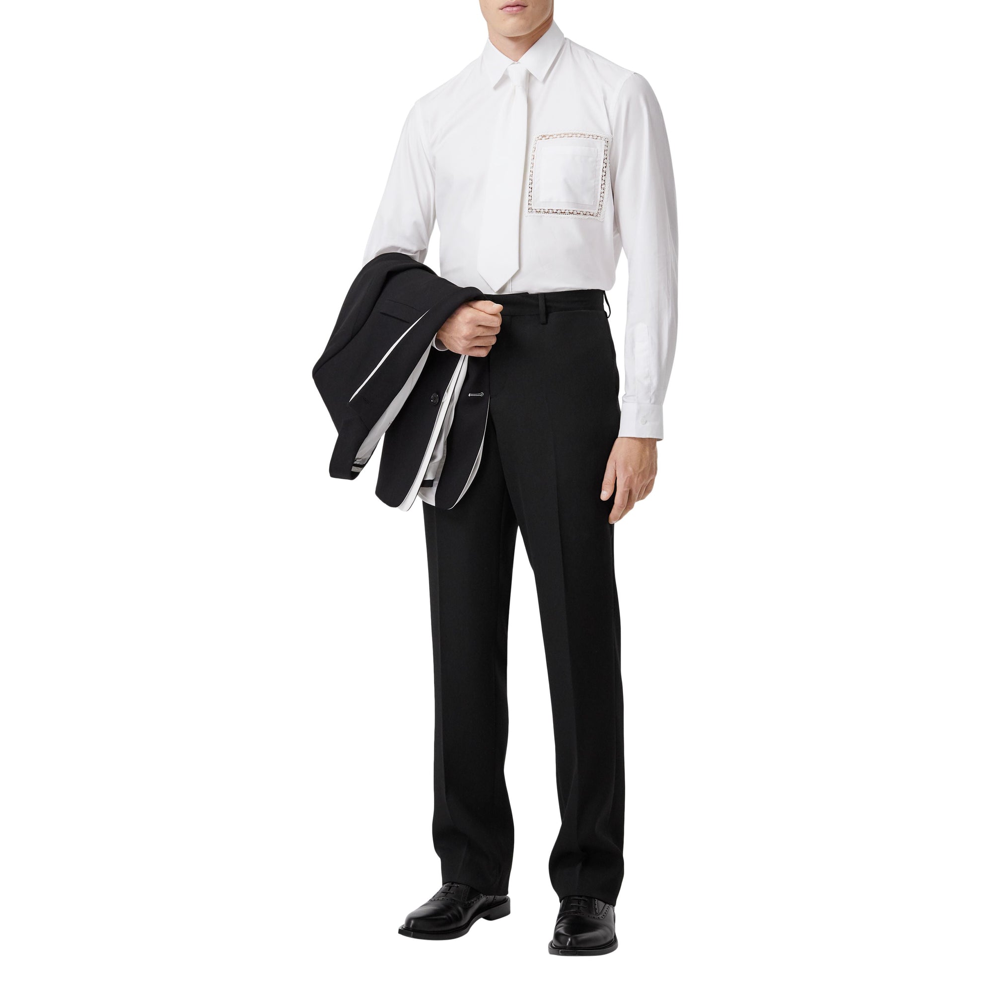 OPTIC WHITE Chemise Oxford en popeline de coton avec dentelle