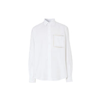Chemise oxford en popeline de coton avec dentelle - Blanc optique