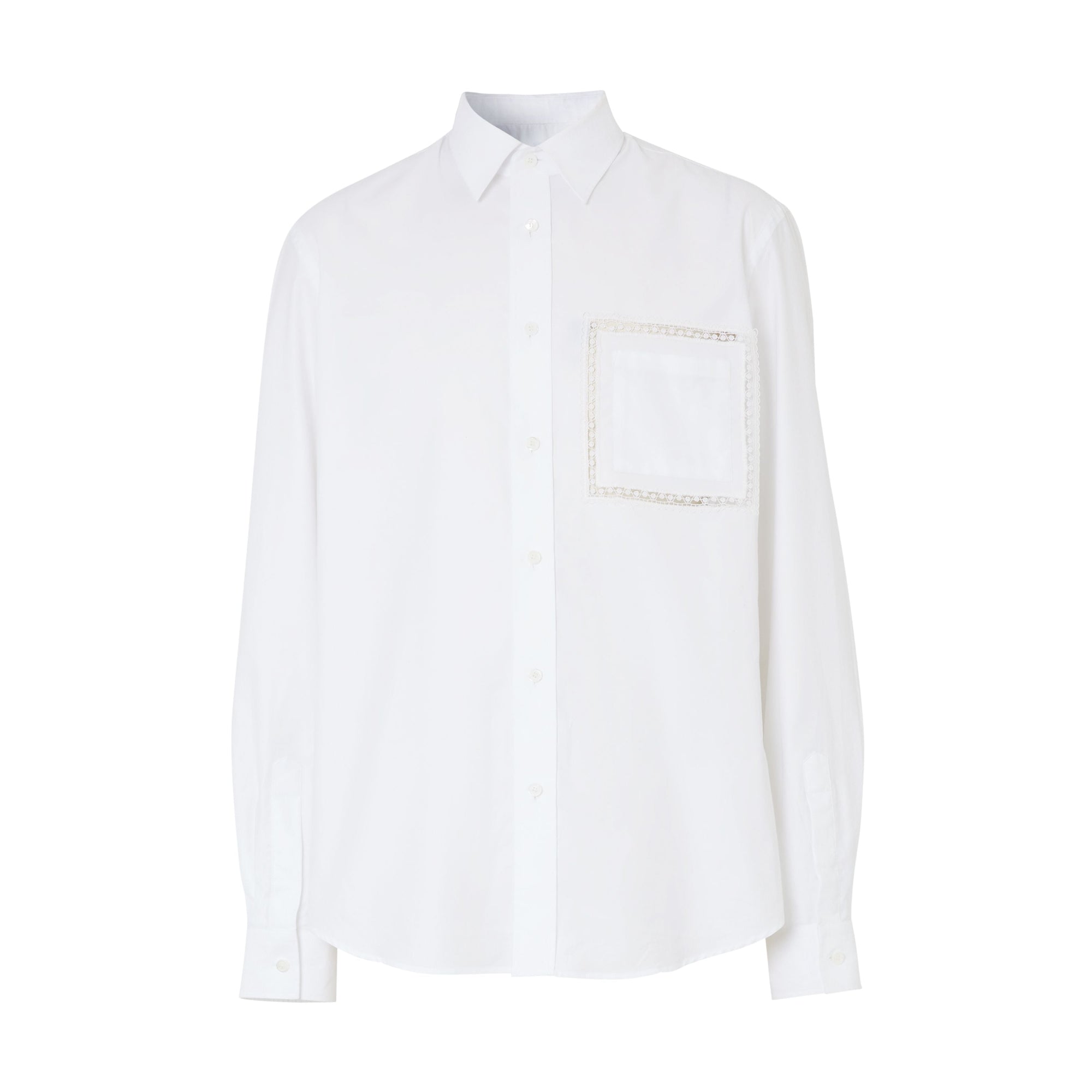 OPTIC WHITE Chemise Oxford en popeline de coton avec dentelle