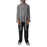BLACK PATTERN Chemise oversize à col lavallière en georgette de soie check