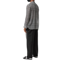 Chemise oversize à col lavallière en georgette de soie check - Noir