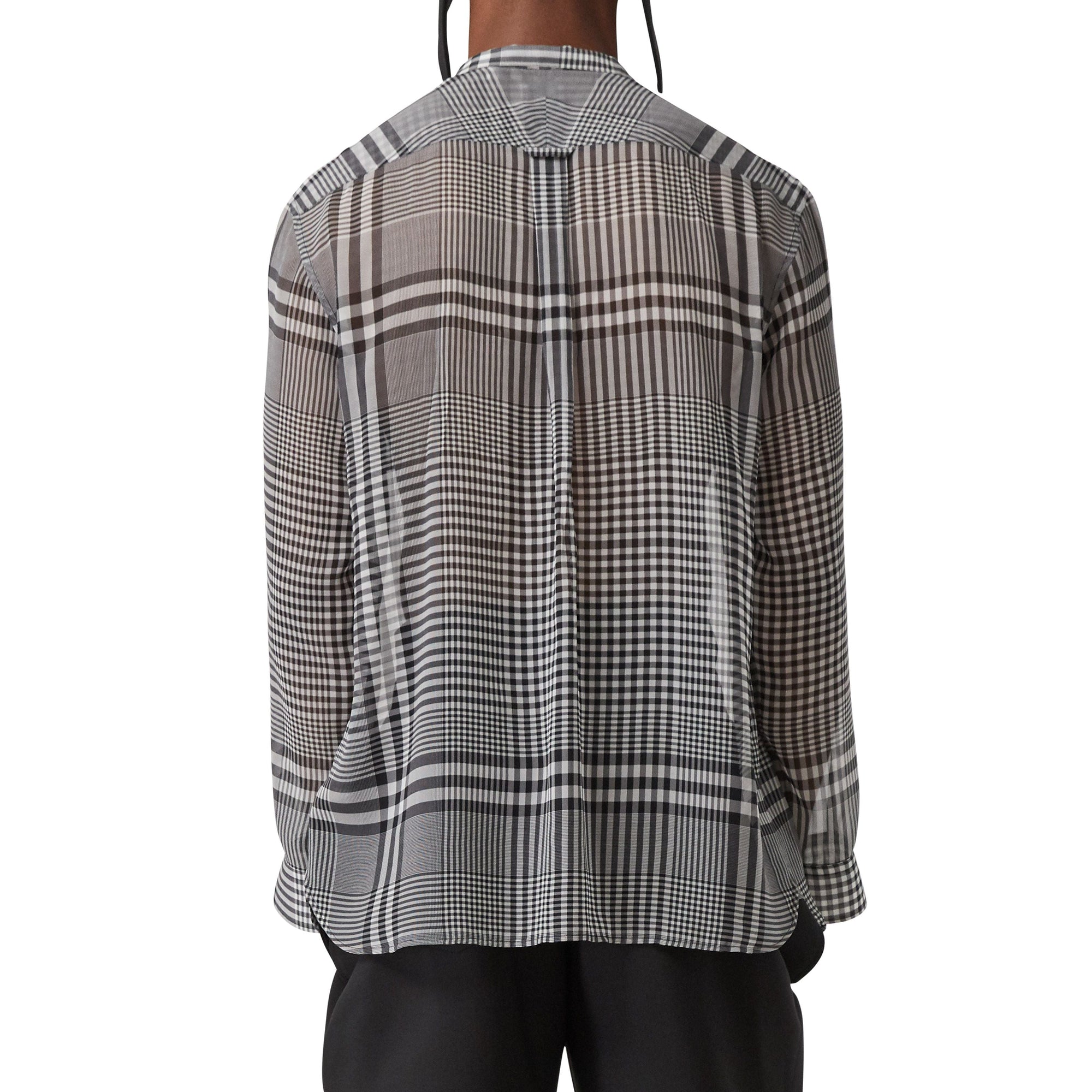 BLACK PATTERN Chemise oversize à col lavallière en georgette de soie check