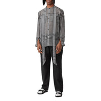 BLACK PATTERN Chemise oversize à col lavallière en georgette de soie check