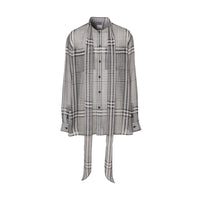 BLACK PATTERN Chemise oversize à col lavallière en georgette de soie check