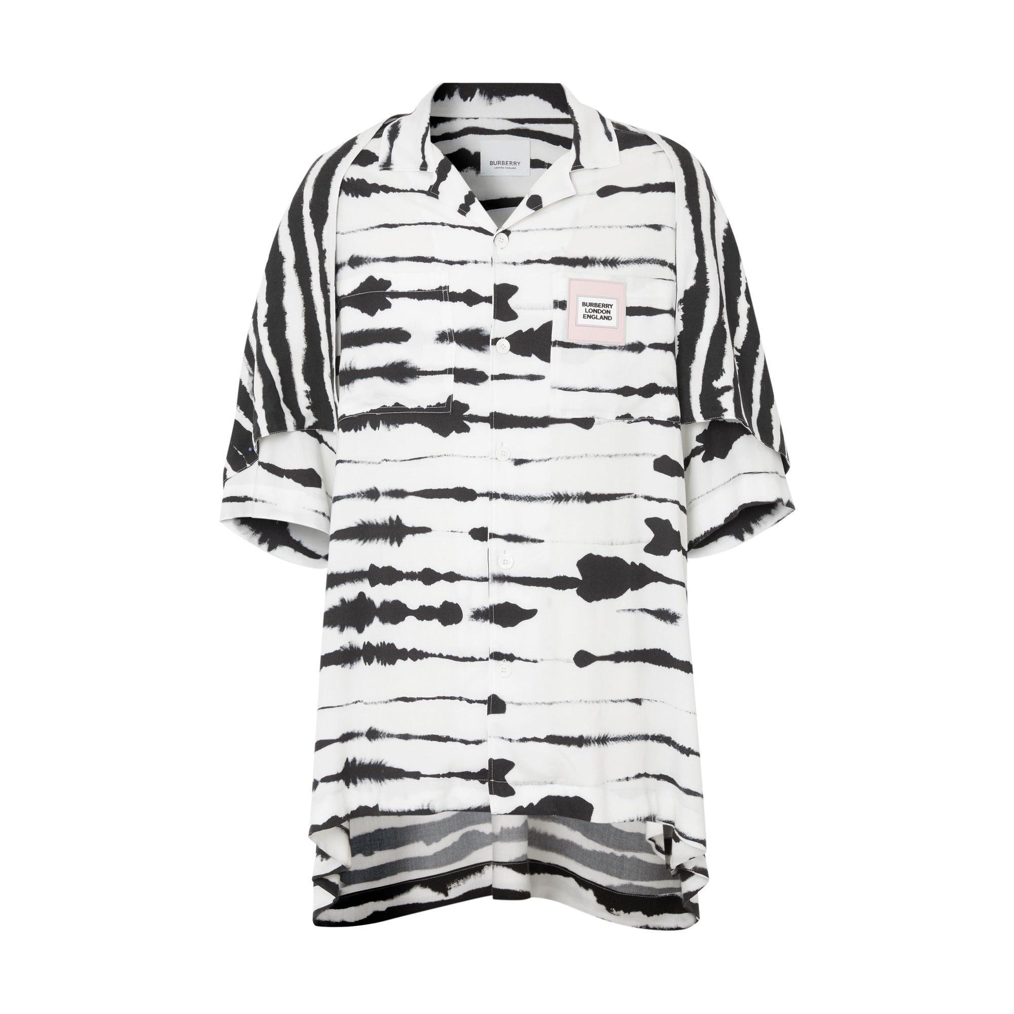 MONOCHROME IP PTTN Chemise en sergé à imprimé aquarelle et manches courtes avec cape