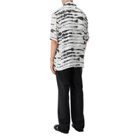 Chemise en sergé à imprimé aquarelle et manches courtes avec soie - Monochrome