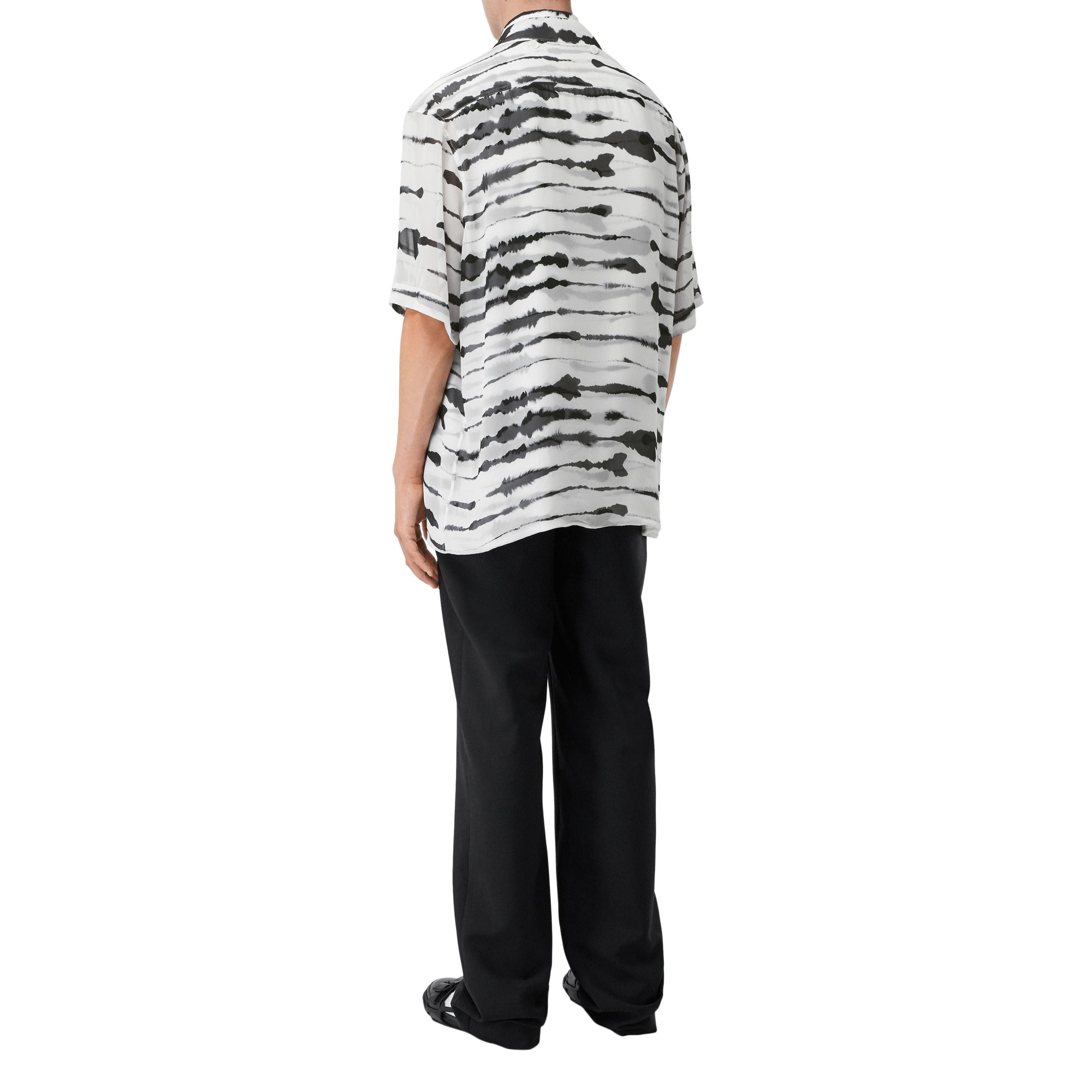 MONOCHROME IP PTTN Chemise en sergé à imprimé aquarelle et manches courtes avec soie