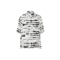 Chemise en sergé à imprimé aquarelle et manches courtes avec soie - Monochrome