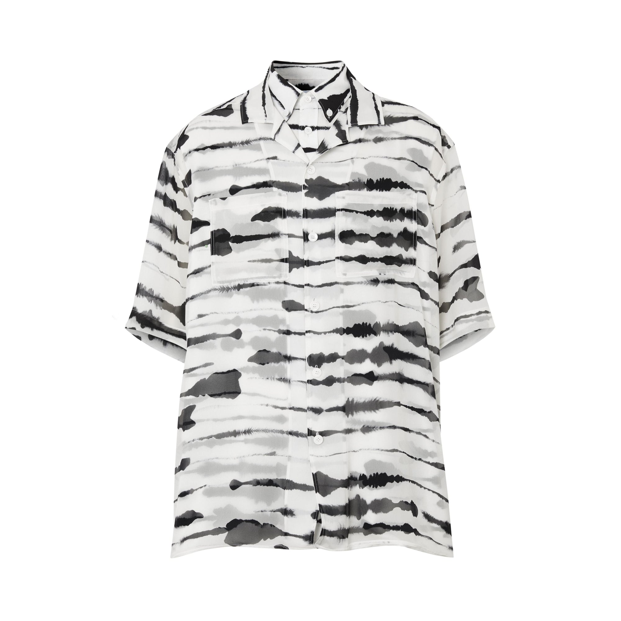 MONOCHROME IP PTTN Chemise en sergé à imprimé aquarelle et manches courtes avec soie