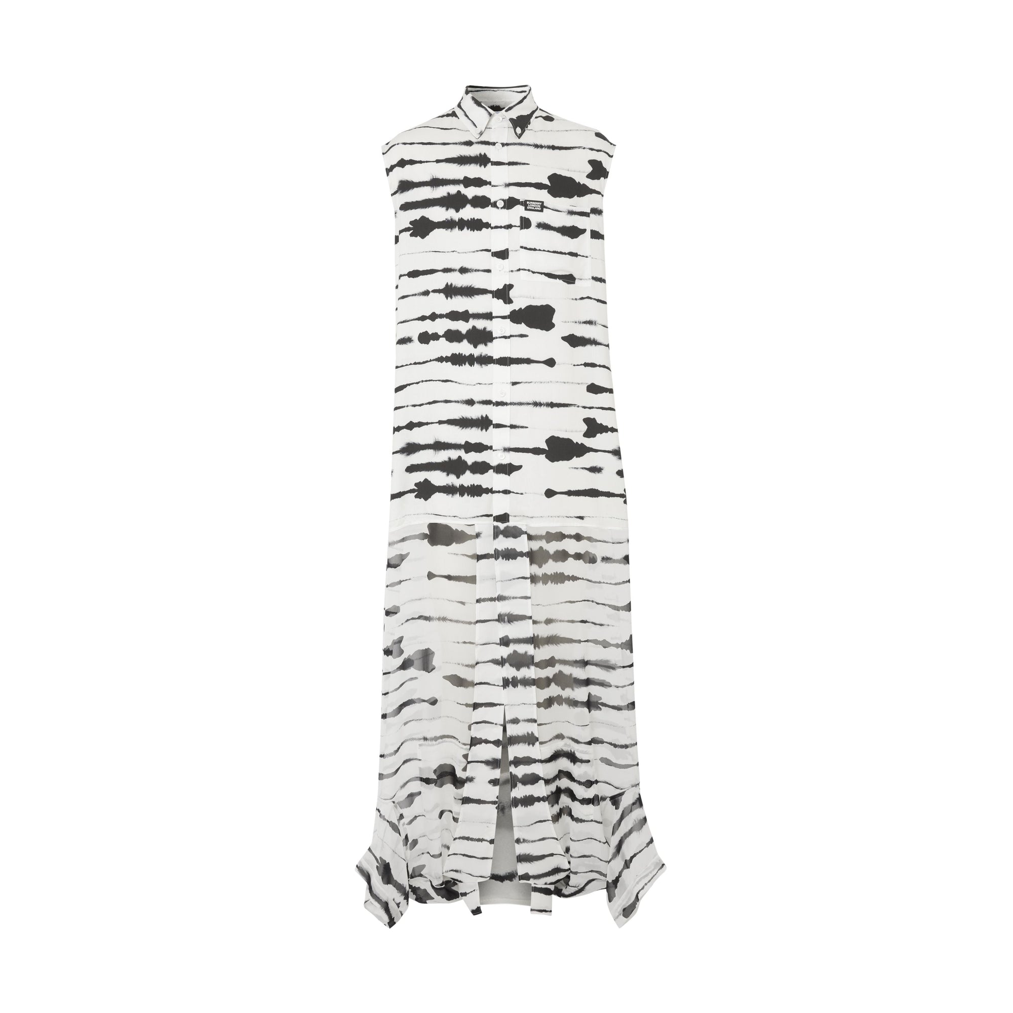 Chemise en sergé à imprimé aquarelle et manches courtes avec soie - Monochrome