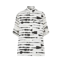 Chemise en sergé à imprimé aquarelle et manches courtes avec soie - Monochrome