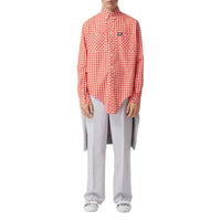 Chemise oversize en coton vichy avec découpe à la base - Rouge