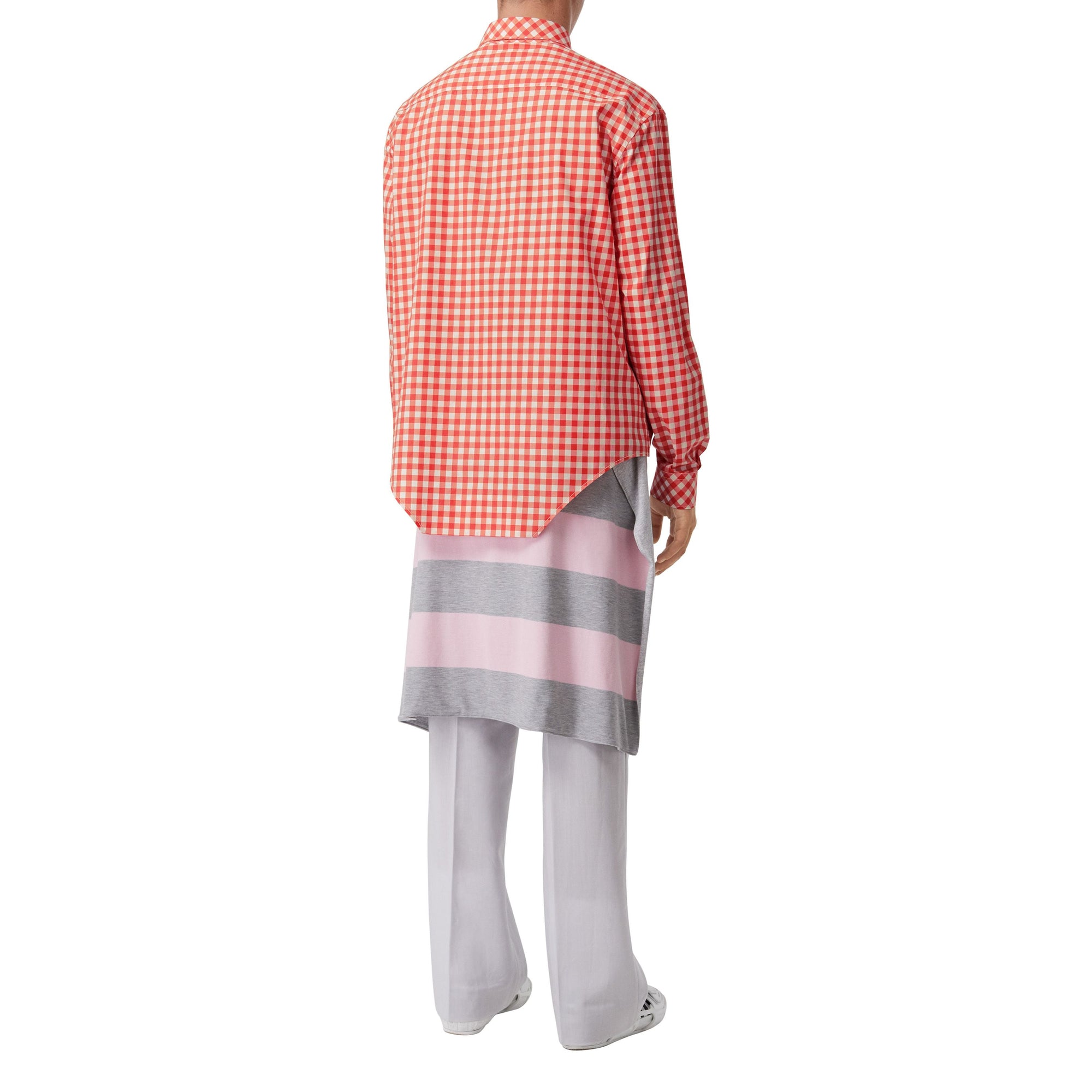 Chemise oversize en coton vichy avec découpe à la base - Rouge