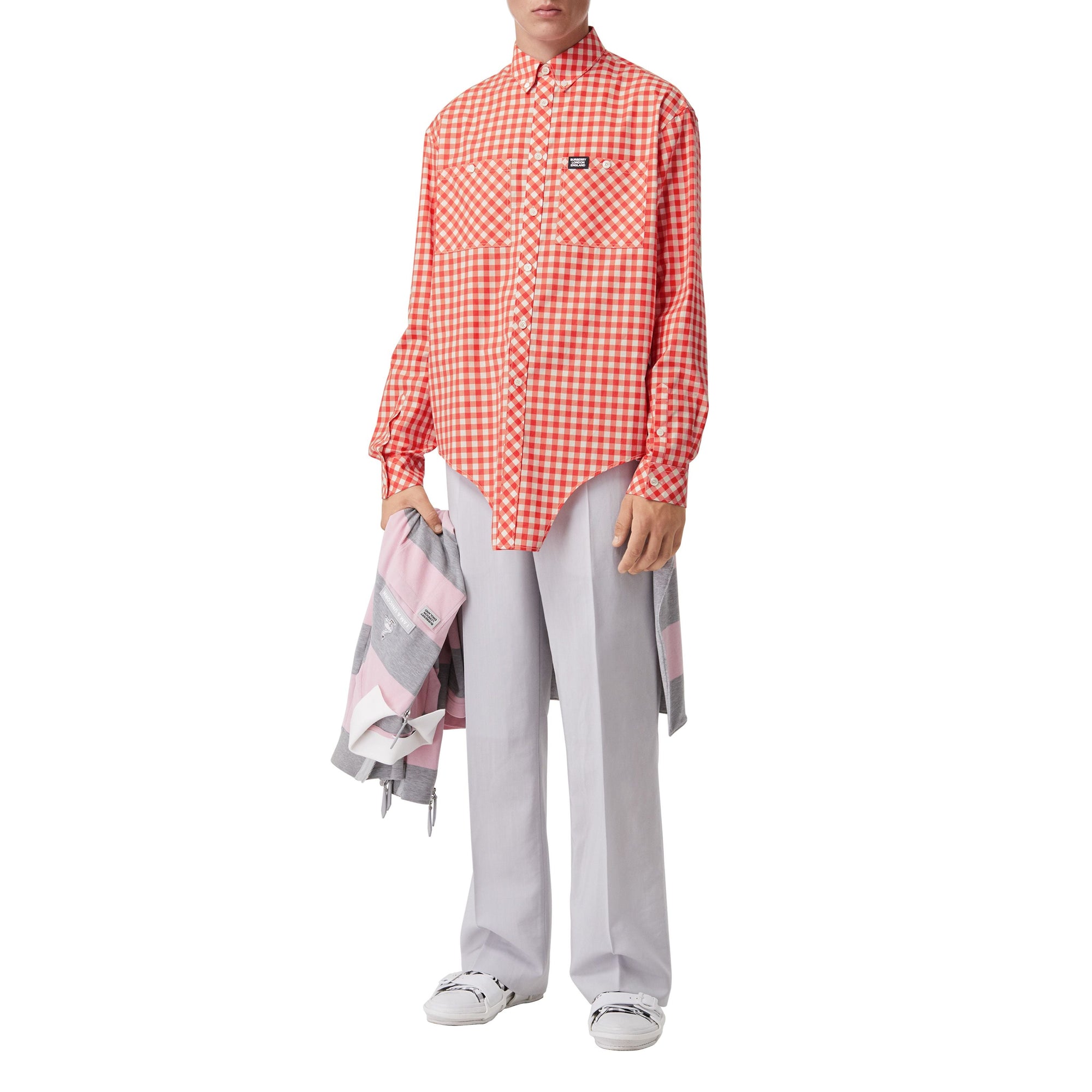 RED PATTERN Chemise oversize en coton vichy avec découpe à la base