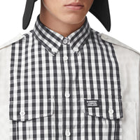 Chemise oversize en popeline de coton vichy - Gris galet clair