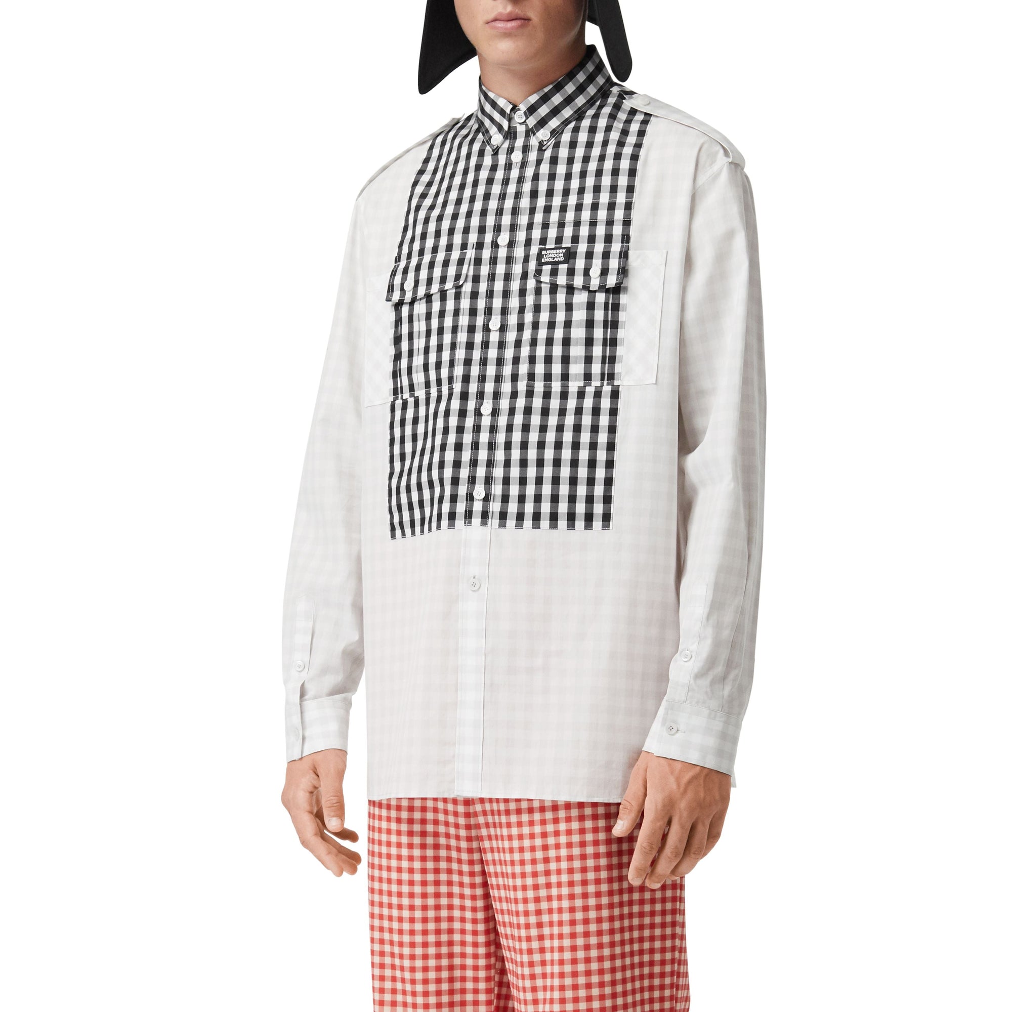 LIGHT PEBBLE GREY IP Chemise oversize en popeline de coton vichy