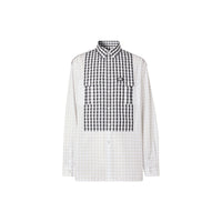 Chemise oversize en popeline de coton vichy - Gris galet clair