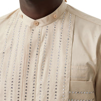 Chemise en popeline de coton avec cristaux et col amovible - Sésame