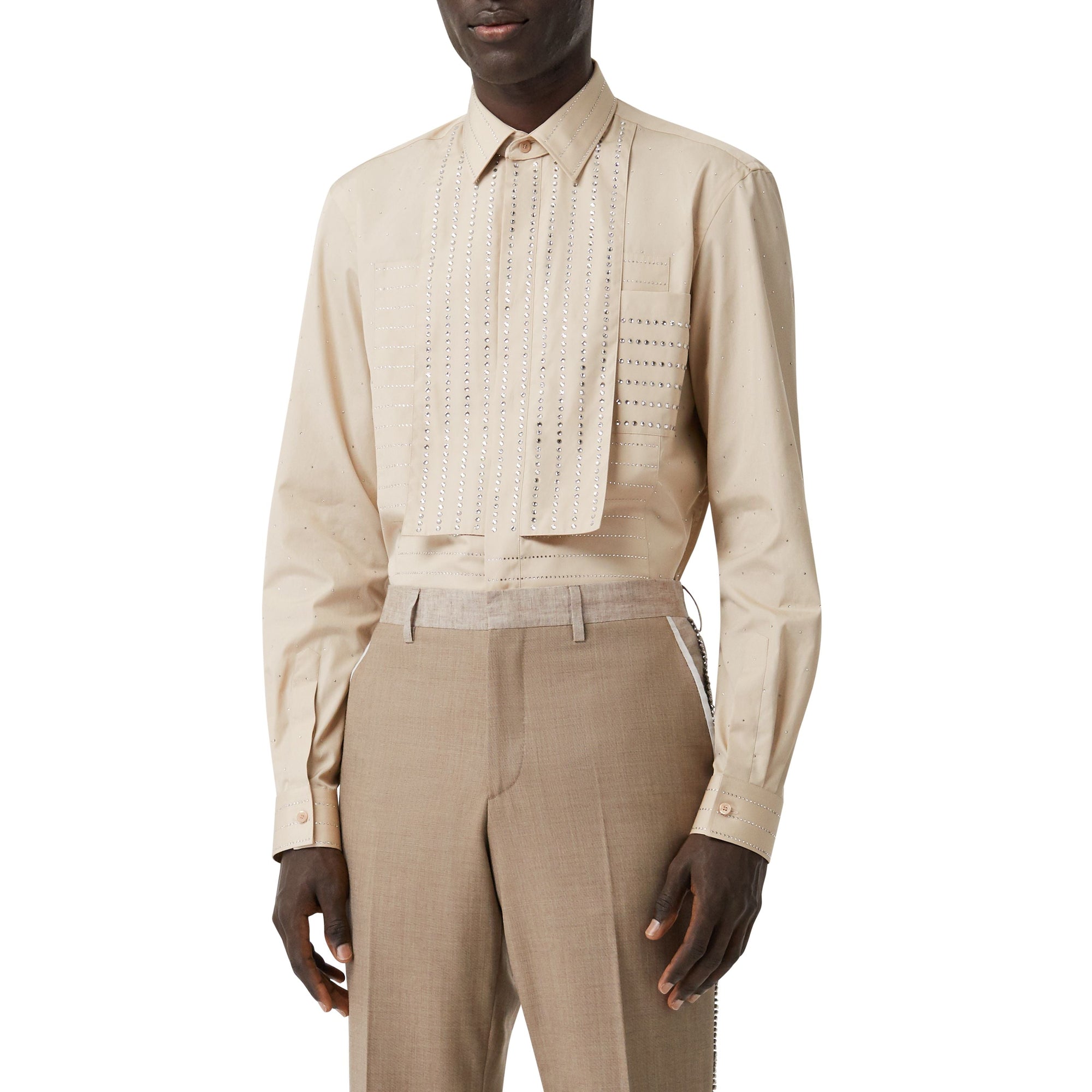 Chemise en popeline de coton avec cristaux et col amovible - Sésame