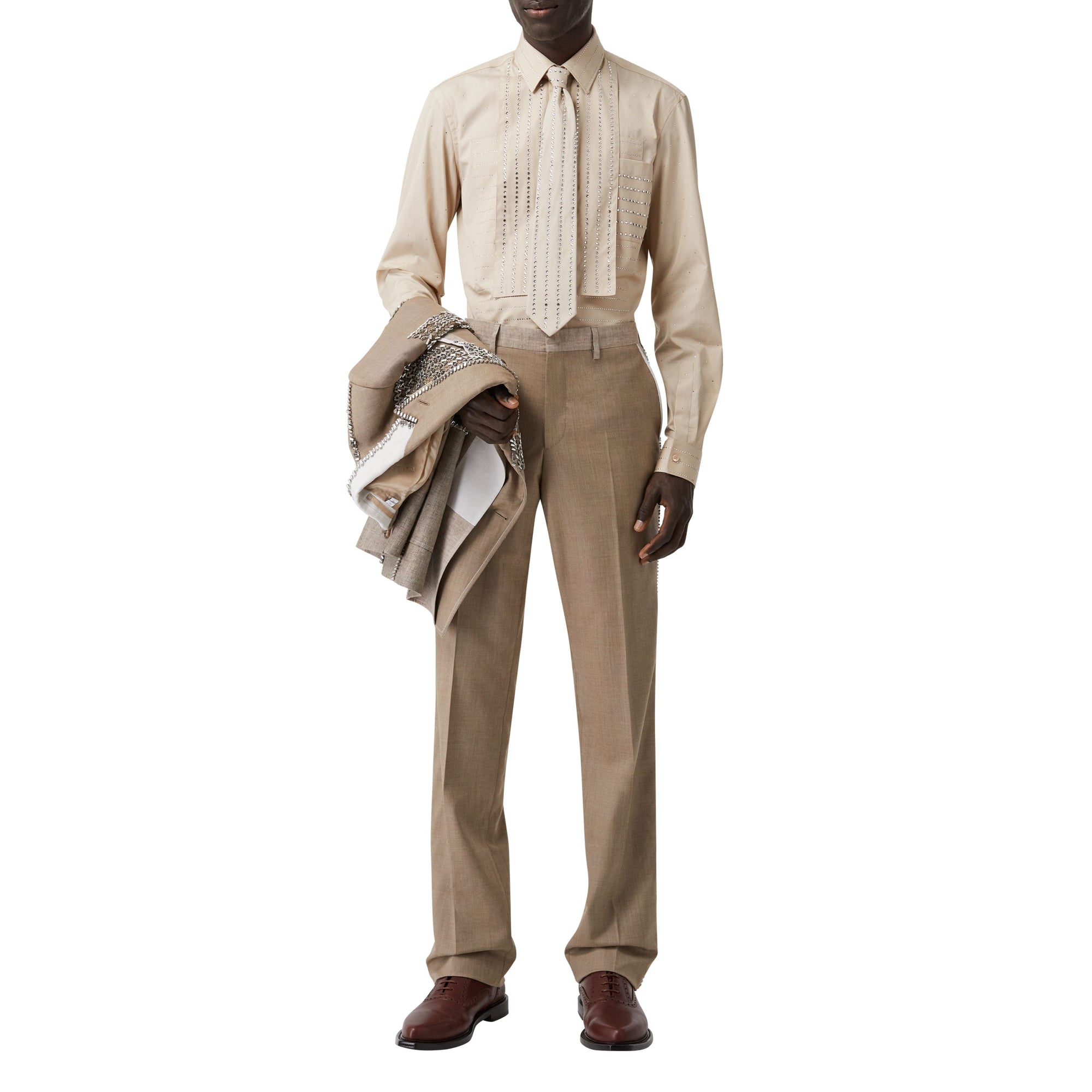Chemise en popeline de coton avec cristaux et col amovible - Sésame
