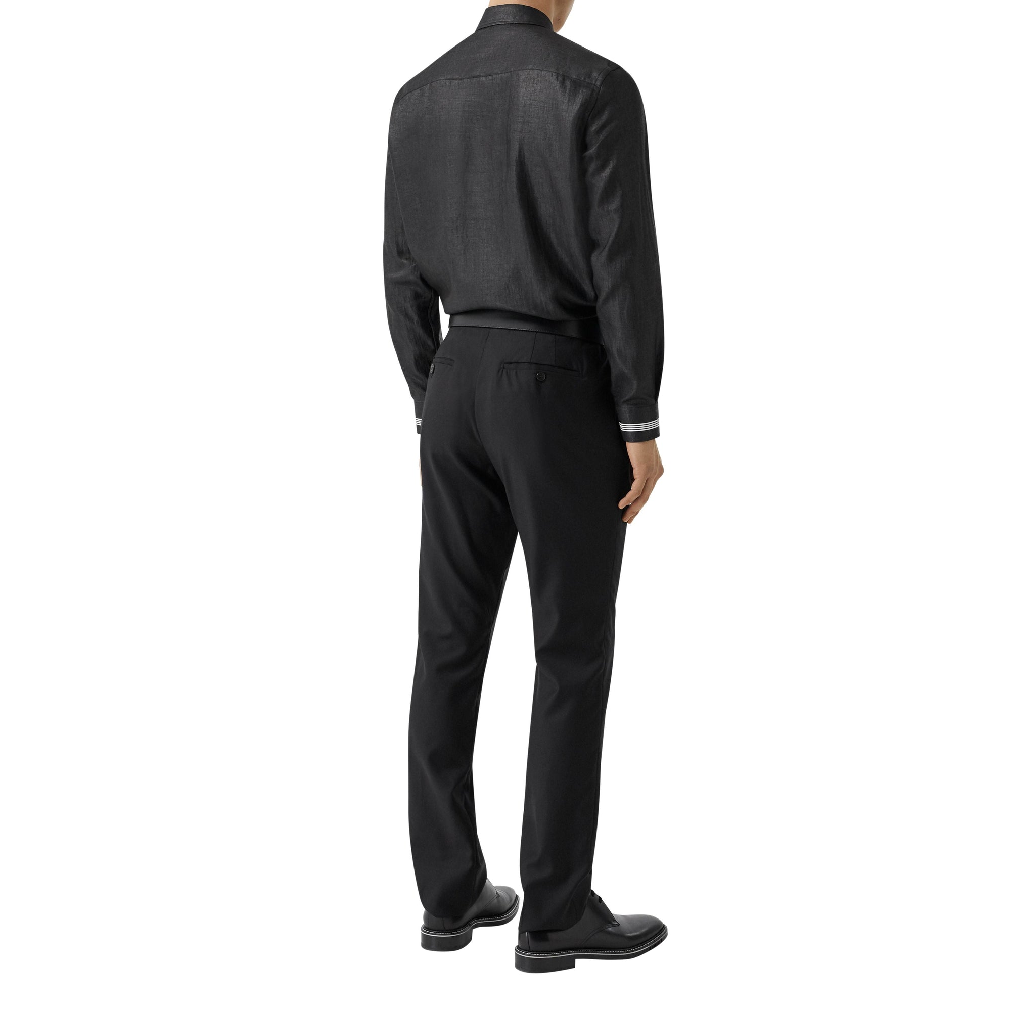 Chemise en lin mélangé avec logo - Noir