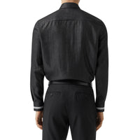 Chemise en lin mélangé avec logo - Noir