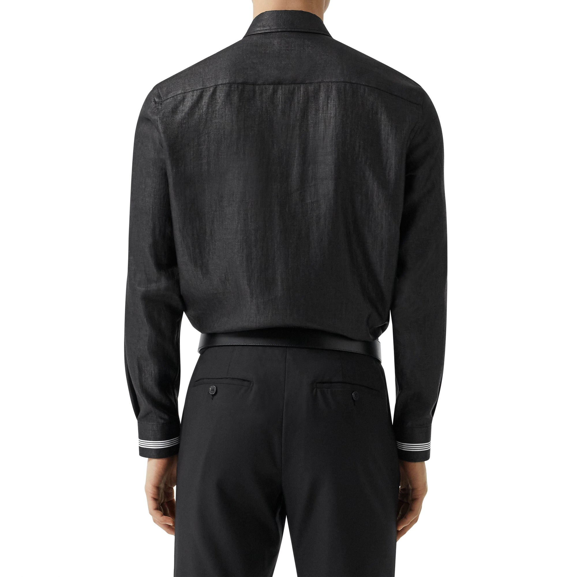 Chemise en lin mélangé avec logo - Noir
