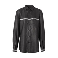 BLACK Chemise en lin mélangé avec logo