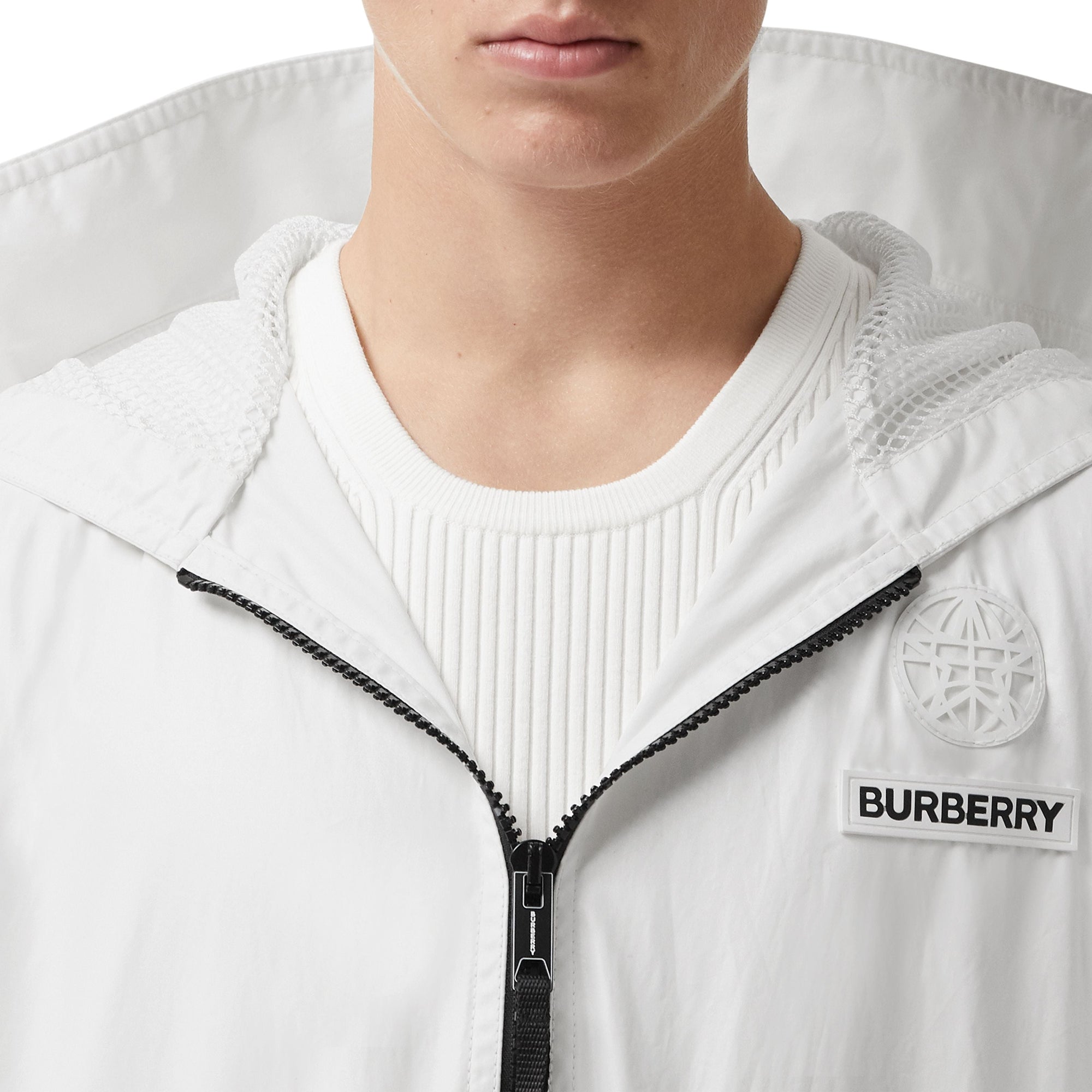 Parka en coton technique à panneau zippé - Blanc optique