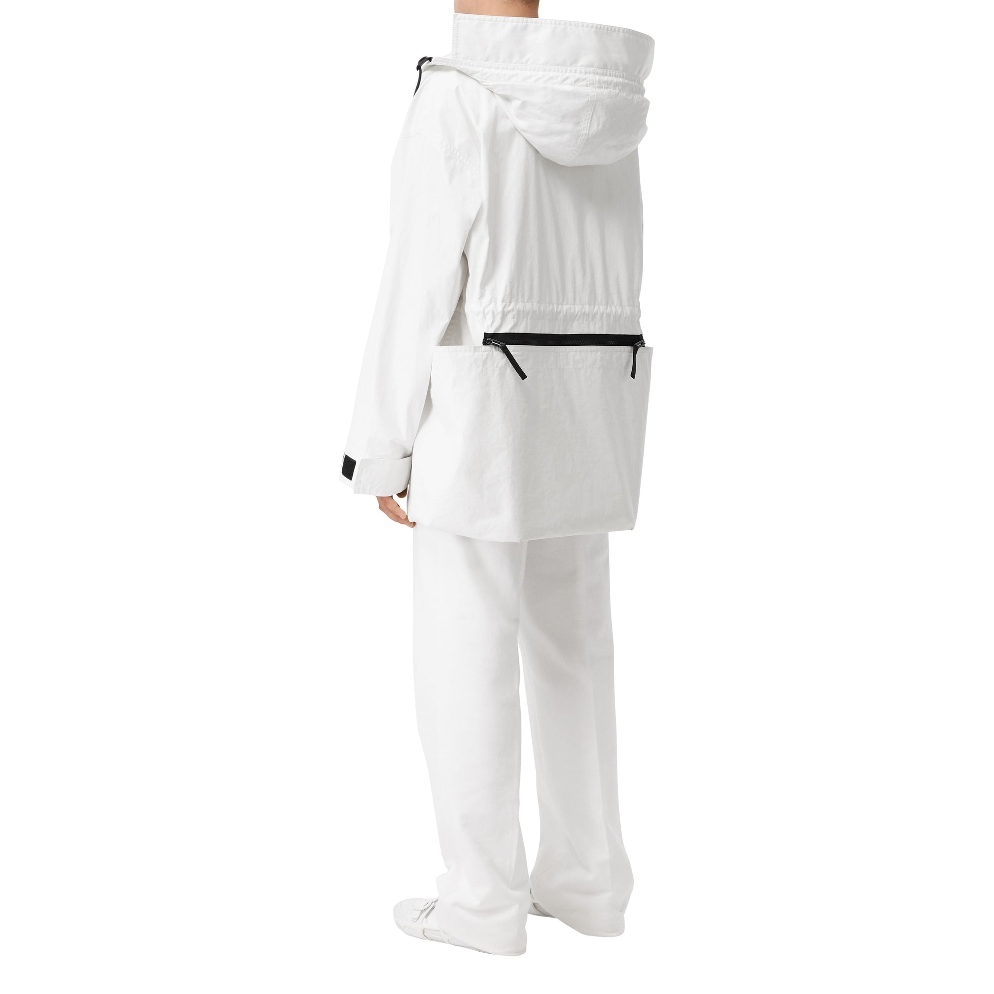 Parka en coton technique à panneau zippé - Blanc optique