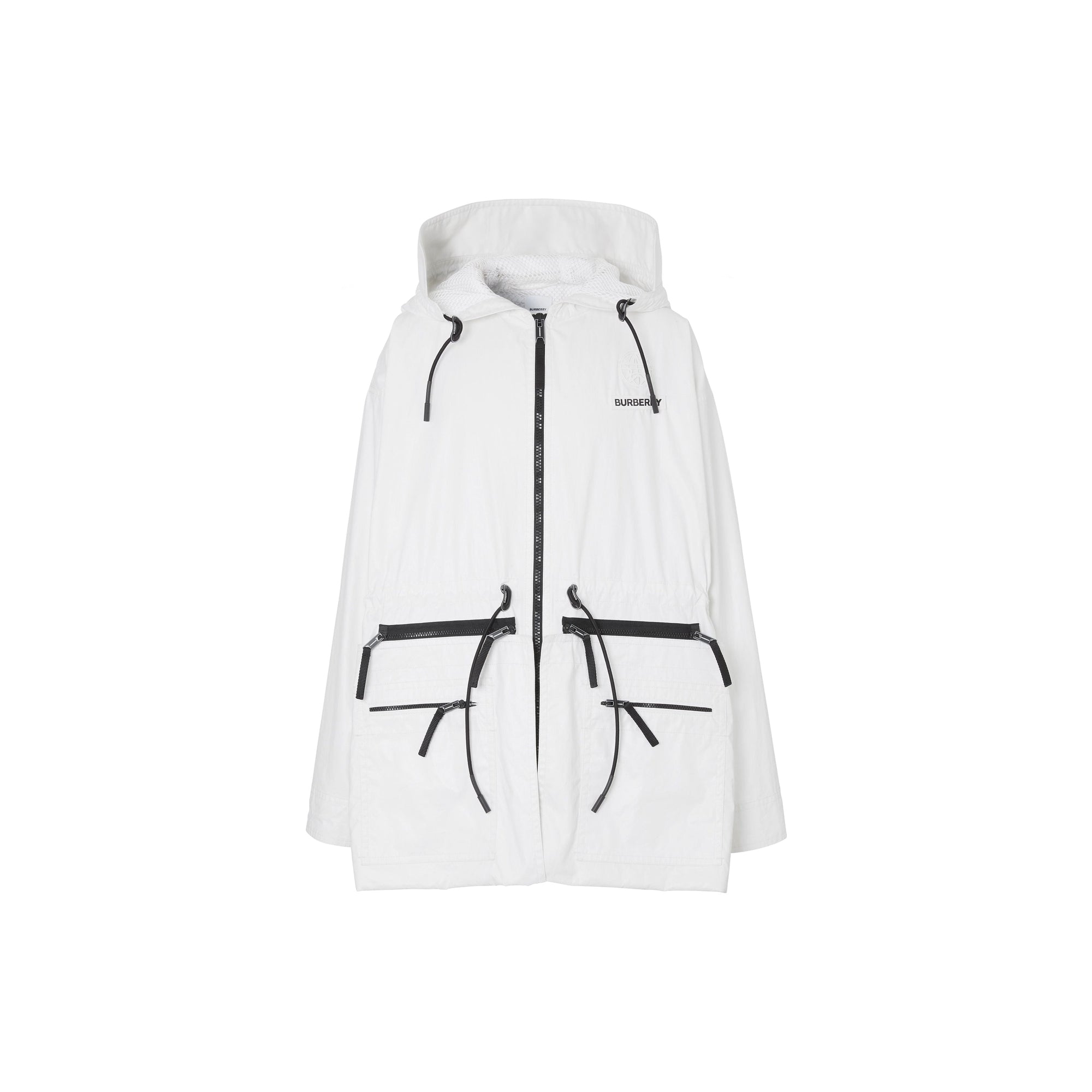 Parka en coton technique à panneau zippé - Blanc optique