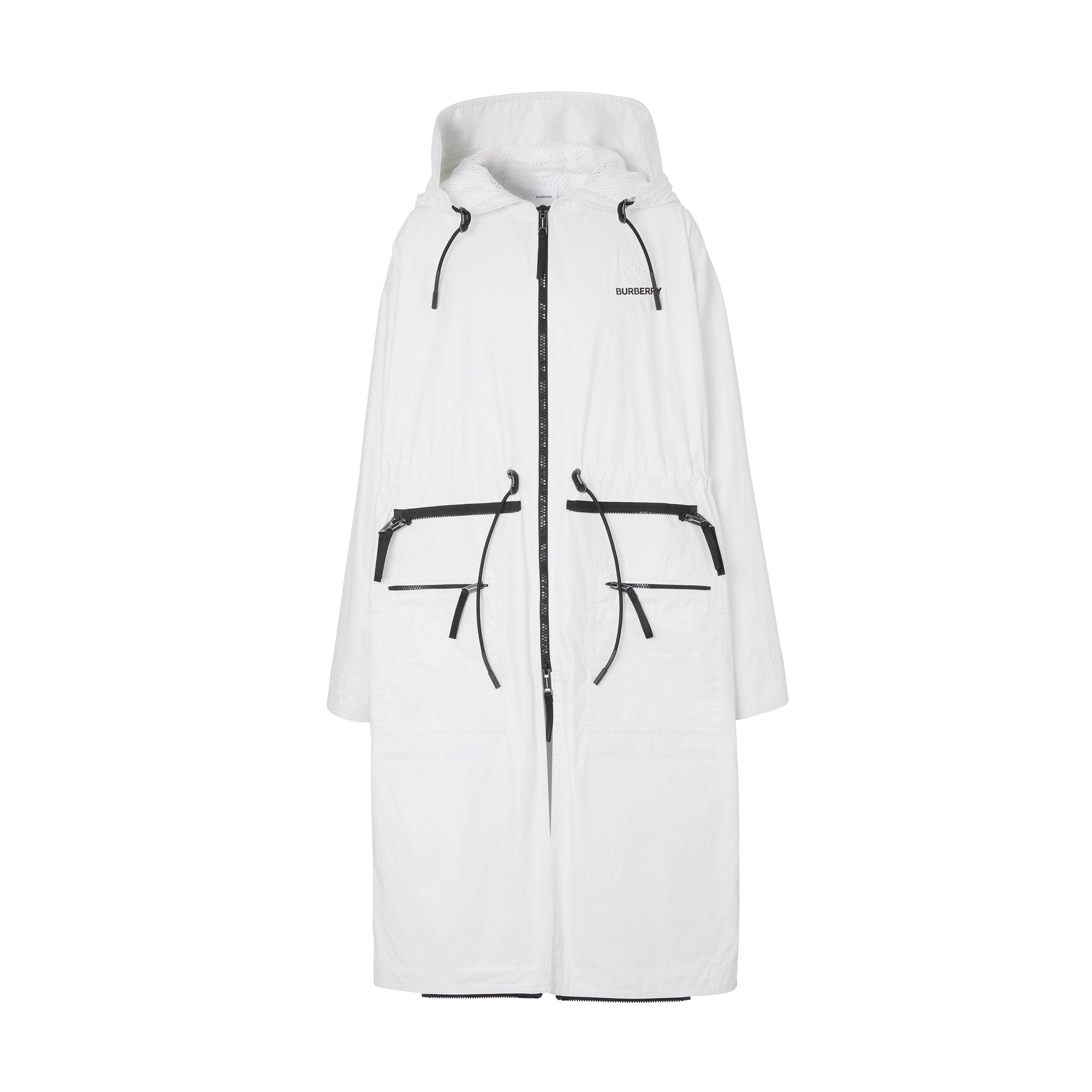 Parka en coton technique à panneau zippé - Blanc optique