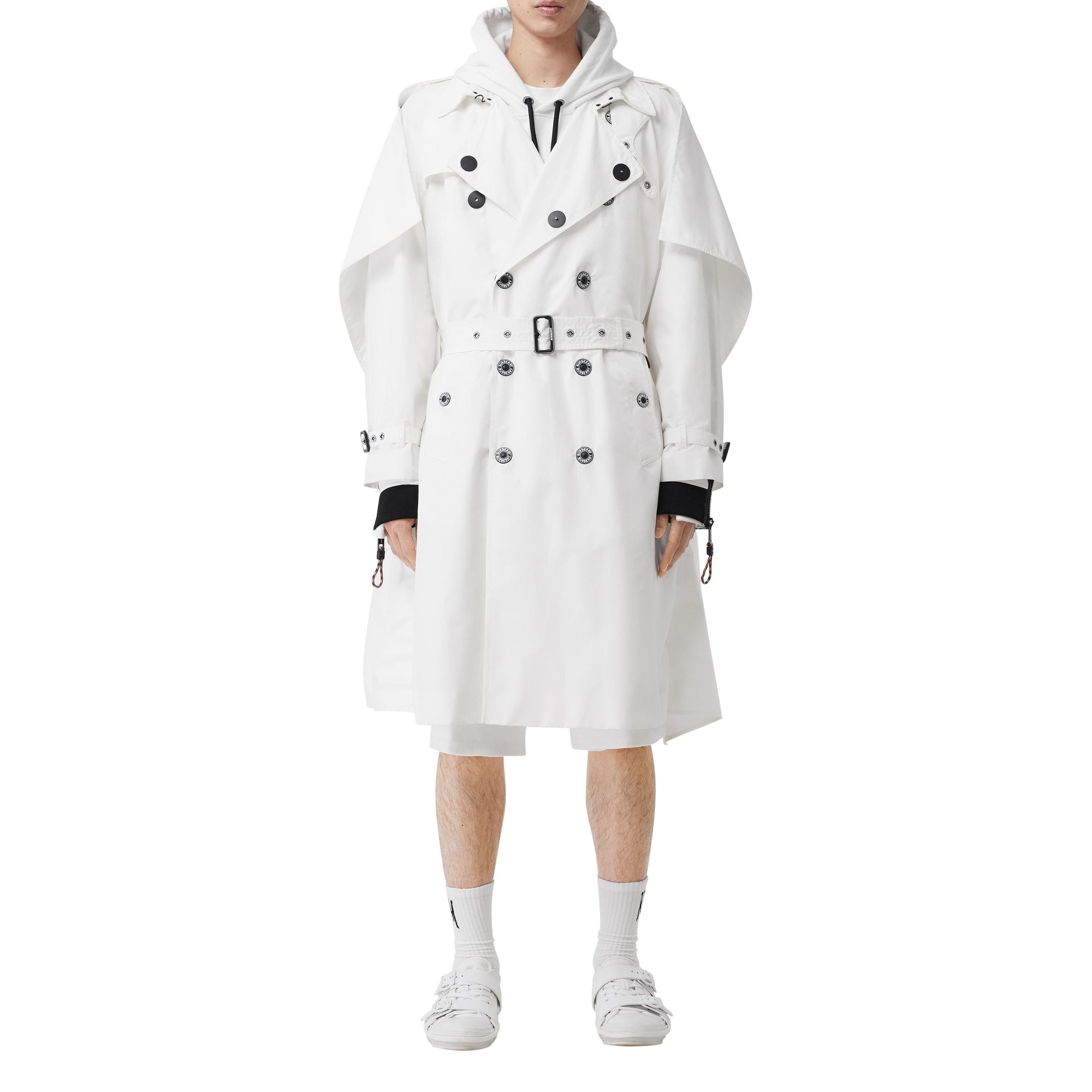 OPTIC WHITE Trench déstructuré en faille technique avec cape