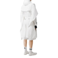 Trench déstructuré en faille technique avec cape - Blanc optique