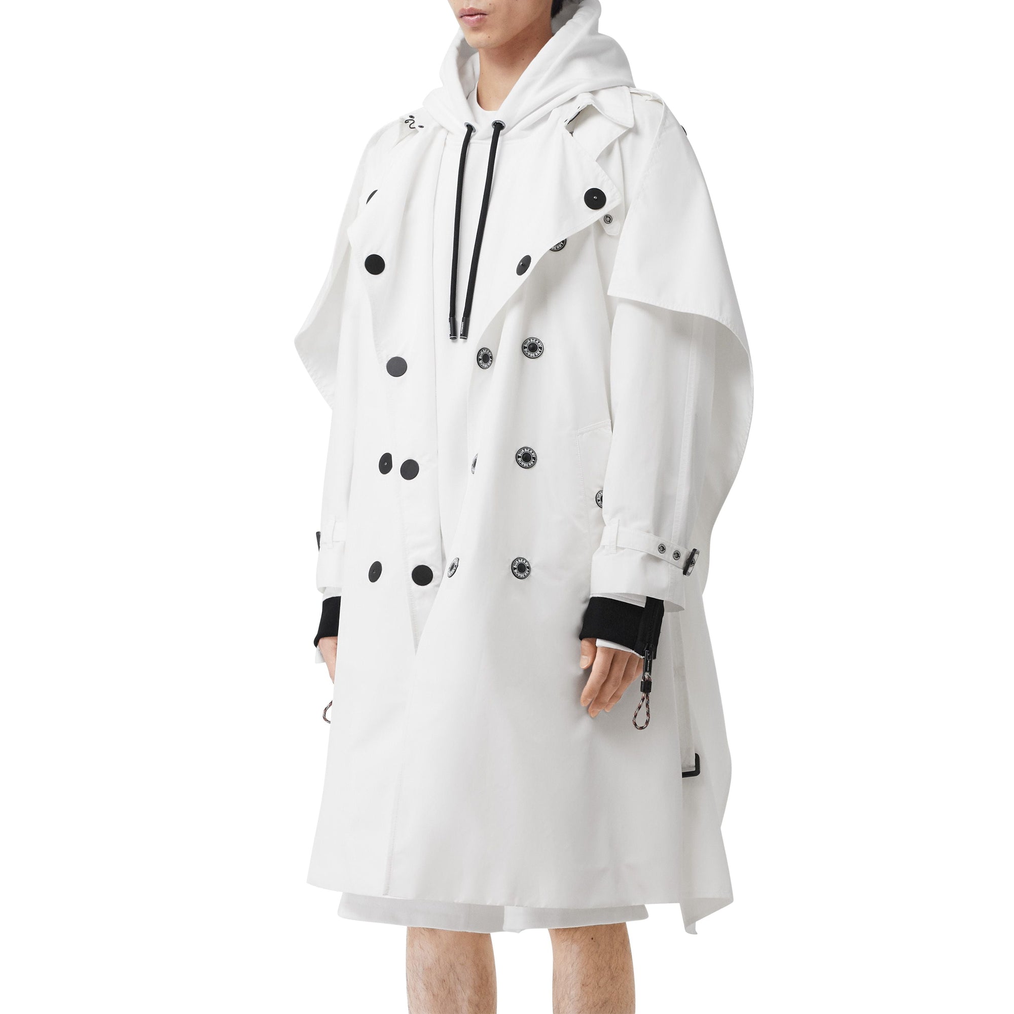 OPTIC WHITE Trench déstructuré en faille technique avec cape